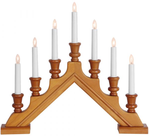 Weihnachtsleuchter Kerzenleuchter 7-flammig Holz natur & Schalter 1 Stk 43x38 cm