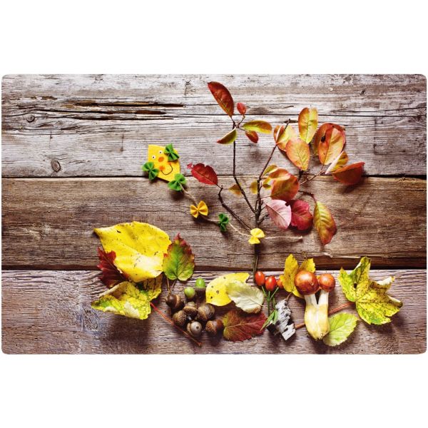 Tischset Platzset MOTIV abwaschbar Blätter Laub Herbst Holz bunt 1 Stk
