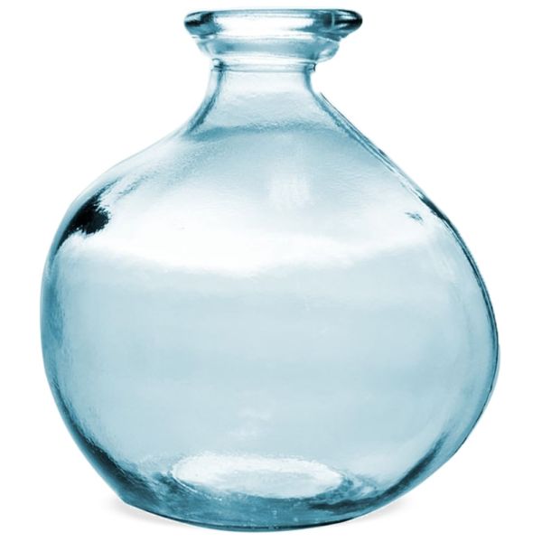 Vase Blumenvase bauchig Pflanzgefäß rund Glasvase klar blau Ø 16x18 cm