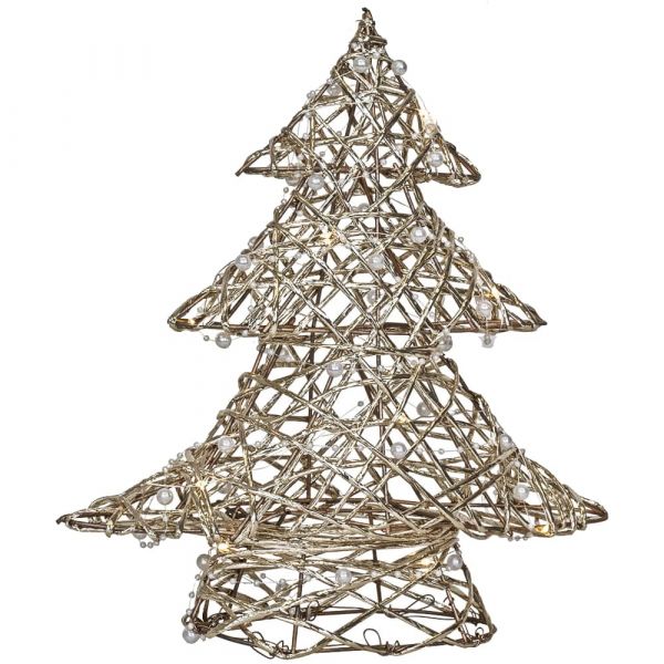 Weihnachtsbeleuchtung Baum Metallgestell Schnüre Perlen gold 1 Stk 30x30 cm