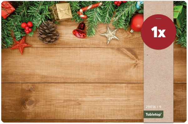 Tischset Platzset MOTIV abwaschbar Geschenke Zapfen Holz Weihnachten 1 Stk