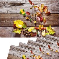 Tischset Platzsets MOTIV abwaschbar Blätter Laub Herbst Holz bunt 6er Set
