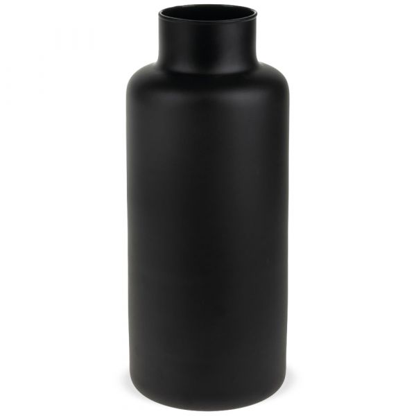 Vase Glas Blumenvase Dekovase Flasche mundgeblasen matt schwarz 1 Stk Ø 14,5 cm