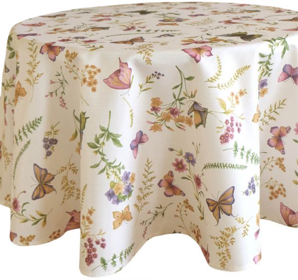 Tischtuch Tischdecke Schmetterlinge Textil Druck bunt Tischwäsche Ø 150 cm