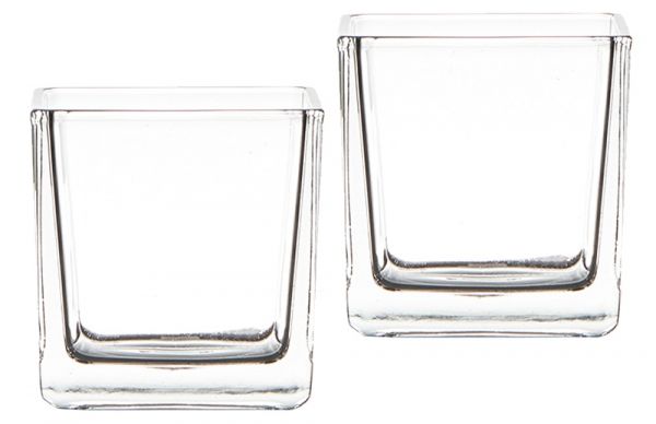 Würfel Gläser Dekogläser dickwandig quadratisch Kerzengläser Vasen 2 Stk - 8x8x8 cm