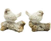 Dekofigur Vogel mit Baumstamm Figur Dekoaufsteller braun weiß 13,7x7,5x11,5 cm
