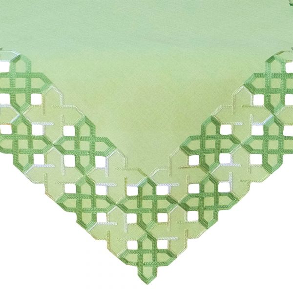 Tischdecke Kurbelstickerei grafisch grün silber Polyester 1 Stk 85x85 cm