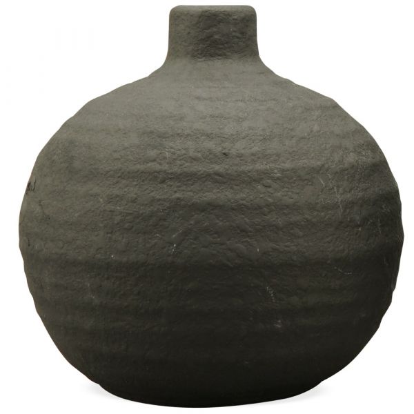 Vase Blumenvase rund mit schmaler Öffnung Terrakotta / Ton schwarz Ø 12x12 cm