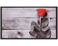 Fußmatte Fußabstreifer Decor & Rand Rose & Schwarzweißes Holz waschbar 40x75 cm