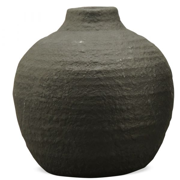Vase Blumenvase rund mit breiter Öffnung Terrakotta / Ton schwarz Ø 12x12 cm