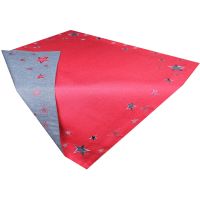 Tischdecke ALESSIA Sterne gestanzt zweiseitig rot grau Polyester 85x85 cm