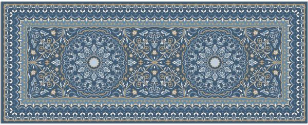 Teppichläufer Küchenläufer Teppich Stern Ornamente Perser blau waschbar 60x150 cm