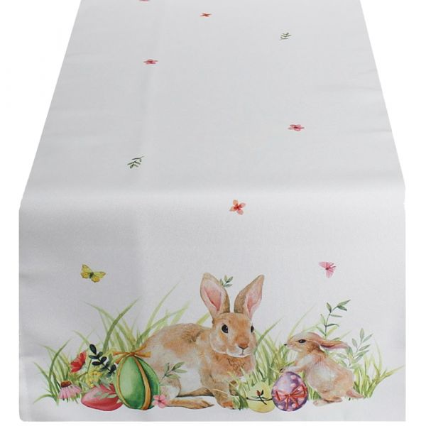 Tischläufer Mitteldecke Hasen & Ostereier bunt Fotodruck 1 Stk 40x100 cm Polyester