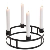 Adventskranz mit Kerzenhalter für Stabkerzen Ringe Metall schwarz 1 Stk Ø 25x8 cm