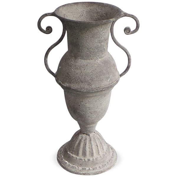 Amphore Blumenvase Vase Pflanzgefäß schlank Sockel & Griffe Metall 1 Stk 14x25 cm