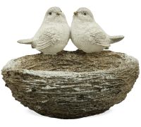Dekofigur Vögel mit Nest Figur Dekoaufsteller Aufsteller braun weiß 17x16,5x12 cm