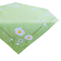 Tischdecke Blüten Margeriten bunt bestickt 85x85 cm Polyester 1 Stk grün