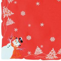 Tischdecke DOREEN Schneemänner Stick Mitteldecke rot Polyester 85x85 cm