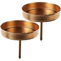 Kerzenhalter Metall für Adventskranz mit Pick & Rand gold 2er Set je Ø 10x10 cm