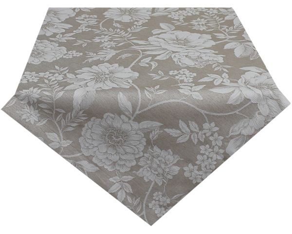 Tischdecke WANDA Blumen Muster hellbraun Polyester Baumwolle 110x110 cm