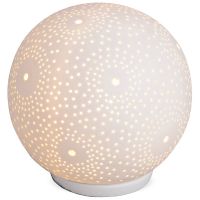 Tischlampe Nachttischlampe Kugel Punkte 230 V Porzellan weiß 1 Stk - Ø 20 cm