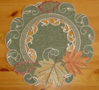 Mitteldecke Tischdecke Herbstlaub Stick bunt Tischwäsche Ø30 cm