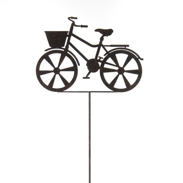 Dekostecker Fahrrad Gartenstecker Gartendeko Metall braun 110 cm