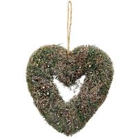 Deko Herz zum Hinhängen aus Moos und feinen Ästen braun grün 1 Stk. 23x25x5,5 cm