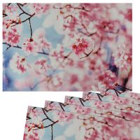 Tischsets Stoff CLOTH waschbar Frühling Kirschblüten rosa blau 6er