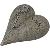 Grabschmuck Herz mit Rose „In Liebe“ Grabherz in 14 cm