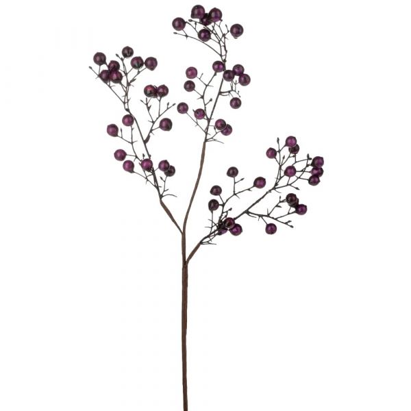 Künstlicher Beerenzweig Dekozweig Kunstpflanze lila Kunststoff 1 Stk 46 cm