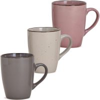 Kaffeetasse Tasse uni grau beige ODER rosa Rand braun Keramik 1 Stk B-WARE 10 cm