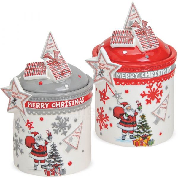 Keksdosen Keramikdosen Plätzchendosen Merry Christmas Keramik 2er Set sort 17 cm