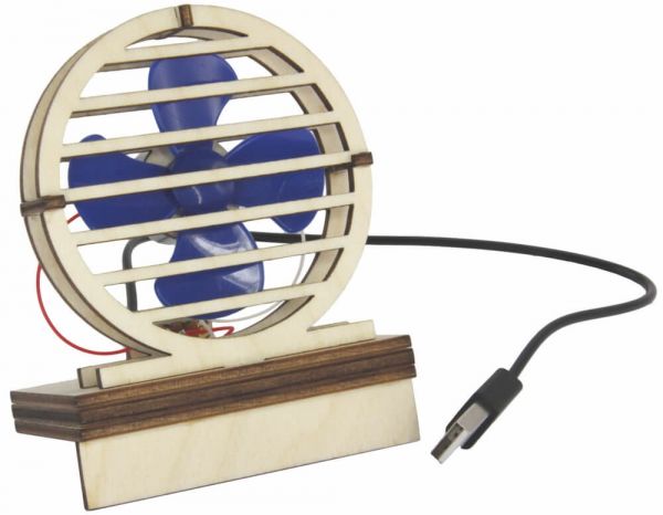 Ventilator USB Elektroantrieb Holz Bausatz Kinder Werkset Bastelset ab 10 Jahre