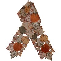 Tischband Tischläufer Kürbisse & Blätter Herbst Stick bunt Polyester 1 Stk 20x160 cm