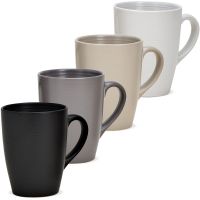 Tassen unifarben schwarz grau beige weiß Steingut Kaffeetassen 4er Set sort 11 cm