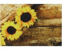 Tischset Platzset Textil CLOTH Sonnenblumen Blumen Holzbrett gelb braun 45x30 cm