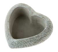 Grabschmuck Herz in grau Pflanztopf Deko 17x17 cm
