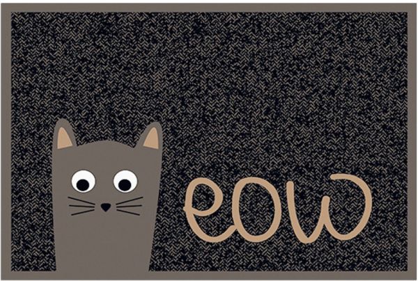 Fußmatte Fußabstreifer DECOR Meow Katze Miau Comic Cat braun waschbar 40x60 cm