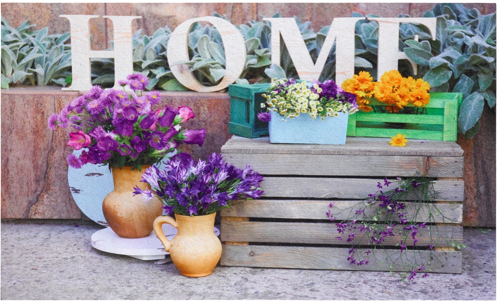 Gummimatte Fußmatte cm Blumen DECOR OUTDOOR - 45x75 kaufen Gartenmotiv Pflanzkästen Home