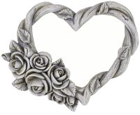 Grabschmuck Herz mit Rosenranke Grabdeko Metallöse grau 14,2x11,5 cm