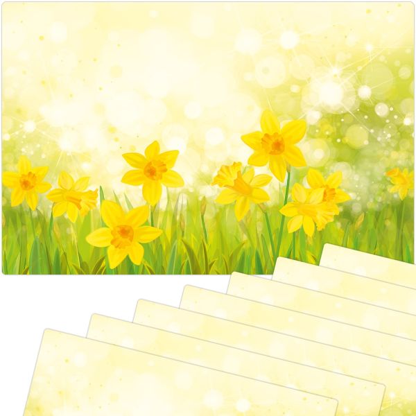 Tischsets Platzsets MOTIV abwaschbar Frühling gelbe Osterglöckchen Blumen 8er