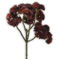 Fetthenne Kunstblume Zweig Kunstpflanze Dekopflanze 1 Stk - 30 cm - dunkelrot