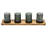 Adventsgesteck länglich modern Kerzenhalter Holz Metall natur schwarz 45 cm