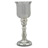 Teelichthalter Glas grau silber Tulpenform Windlichter Kerzenhalter 1 Stk Ø 11x28 cm