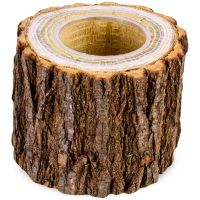 Akazienstamm Holz Pflanztopf Pflanzgefäß Deko mit Plastiktopf 1 Stk Ø 10-12x10 cm