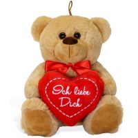 Teddybär mit Herz hellbraun beige Kuscheltier 25 cm - Ich liebe Dich