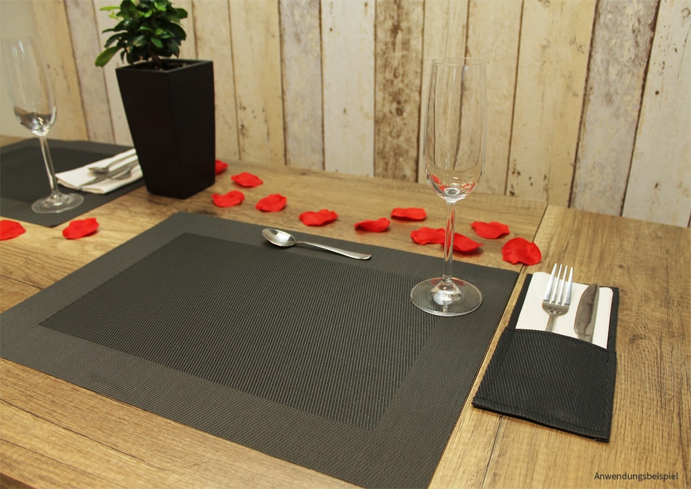 Tischset Platzset BORDA schwarz 1 Stk. Kunststoff gewebt abwaschbar kaufen