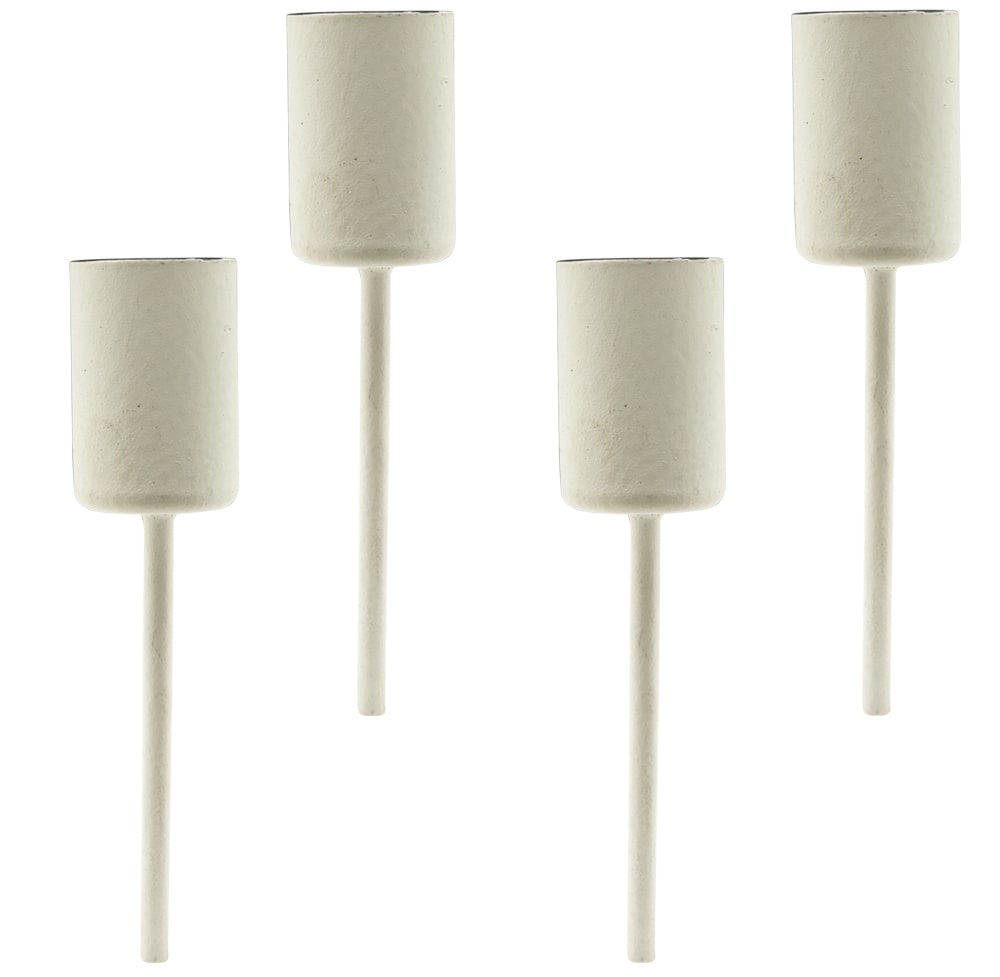 Dekorativer Set 4er Kerzenhalter cm Stab weiß kaufen Stabkerzenhalter 1,4x10 Metall Ø