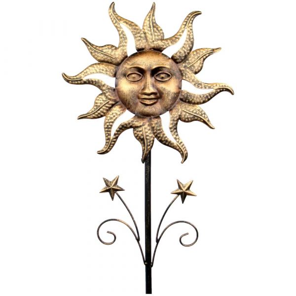 Dekostecker Sonne & Sterne Dekostab Gartendeko Metall gold 100 cm